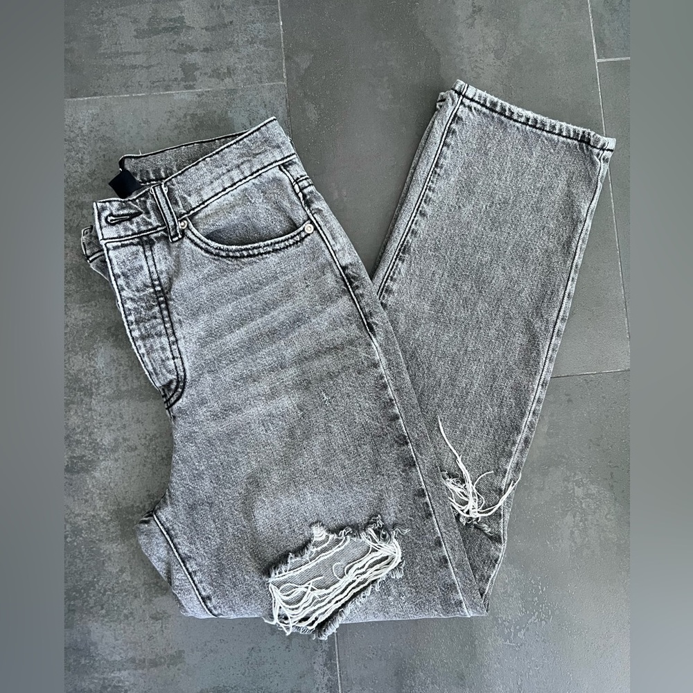Urban Outfitters BDG Slim Straight Distressed Jeans, Black/Grey, Size 27